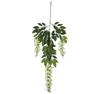 Branche de Glycine artificielle creme H 85 cm 81 feuilles 1 fleur