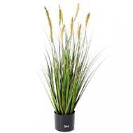 Graminee en pot factice plante d eau avec quenouilles H 60 cm D 30 cm Vert-jaune