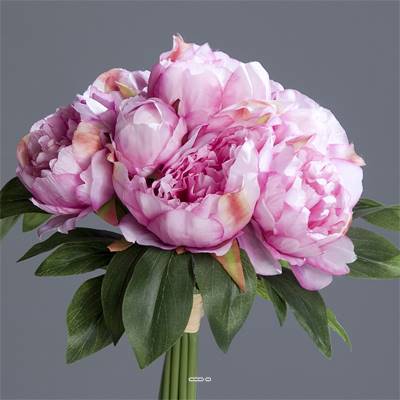 Bouquet de Pivoines artificielles Lavande 7 tetes Diametre 35 cm