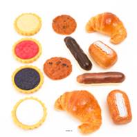 Lot de 12 pâtisseries assorties factices plastique soufflé