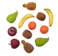 Lot de 12 fruits assortis factices plastique soufflé