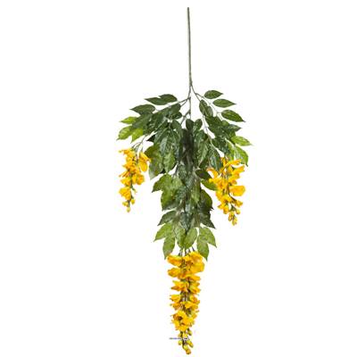 Branche de Glycine artificielle Jaune H 85 cm 81 feuilles 1 fleur