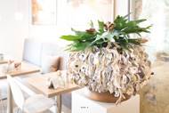 Décoration vraies coquilles d'huitres sur fibreglass Ø 50 cm H 30 cm Indoor rond blanc