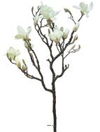 Branche de Magnolia factice, 2 ramures, H 128 cm, Crème