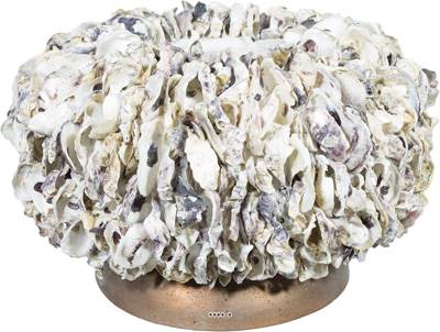 Décoration vraies coquilles d'huitres sur fibreglass Ø 50 cm H 30 cm Indoor rond blanc