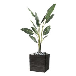 Palmier Arbre du voyageur factice H 195 cm dans un pot 10 feuilles